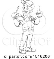 Poster, Art Print Of Electrician Handyman Screwdriver Cartoon Mascot