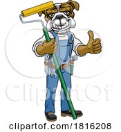 Poster, Art Print Of Bulldog Painter Decorator Paint Roller Mascot Man