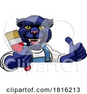 Poster, Art Print Of Panther Painter Decorator Holding Paintbrush