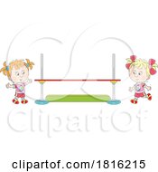 Girls At A High Jump Clipart