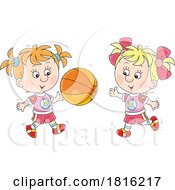 Poster, Art Print Of Girls Playing Basketball Clipart