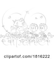 Boys Finding A Huge Mushroom Clipart