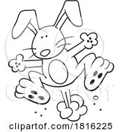 Cartoon Black And White Rabbit Jumping Clipart by Johnny Sajem