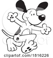 Poster, Art Print Of Cartoon Black And White Happy Dog Running Clipart