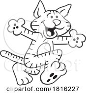 Poster, Art Print Of Cartoon Black And White Happy Cat Running Clipart