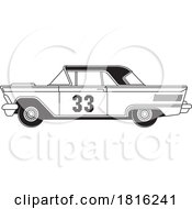 Poster, Art Print Of Side Profile View Black And White Numbered 99 Muscle Car Clipart