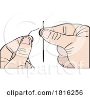 Cartoon Hands Threading A Needle Clipart