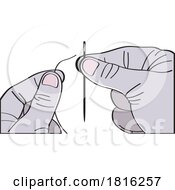 Cartoon Hands Threading A Needle Clipart