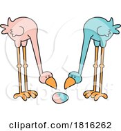 Cartoon Birds Looking At A Blue And Pink Egg Clipart