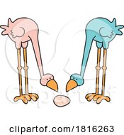 Cartoon Birds Looking At An Egg Clipart