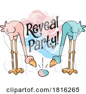 Cartoon Birds Looking At A Blue And Pink Egg Gender Reveal Party Design Clipart