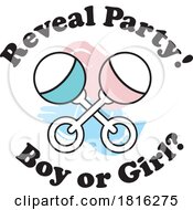 Cartoon Baby Gender Reveal Design With Rattles Clipart