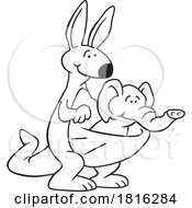 Cartoon Kangaroo With An Elephant Mismatched In Its Pouch Clipart by Johnny Sajem