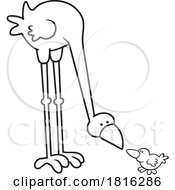 Cartoon Big Bird Observing A Little Bird Clipart