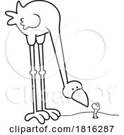 Cartoon Big Bird Observing A Worm Clipart