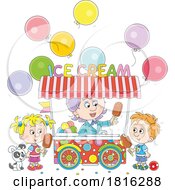 Cartoon Ice Crem Vendor And Children Clipart