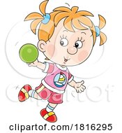 Cartoon Girl Throwing A Ball Clipart