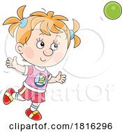 Cartoon Girl Catching A Ball Clipart