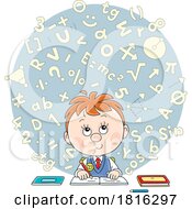 Poster, Art Print Of Cartoon School Boy Studying Math Clipart