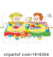 Cartoon Children Playing In A Sand Box Clipart