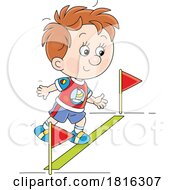 Cartoon Boy Ready To Run A Race Clipart