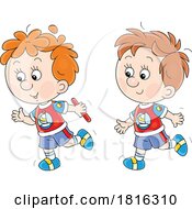 Poster, Art Print Of Cartoon Boys In A Baton Relay Race Clipart