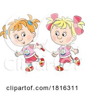 Poster, Art Print Of Cartoon Girls In A Baton Relay Race Clipart