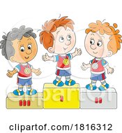 Poster, Art Print Of Cartoon Children On Podiums Clipart