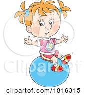 Poster, Art Print Of Cartoon Girl Exercising On A Fitness Ball Clipart