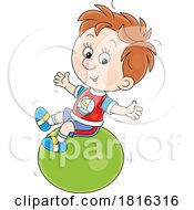 Poster, Art Print Of Cartoon Boy Exercising On A Fitness Ball Clipart