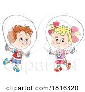 Cartoon Children Using Jump Ropes Clipart