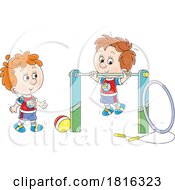 Poster, Art Print Of Cartoon Boy Doing Chin Ups Clipart