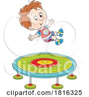 Poster, Art Print Of Cartoon Boy Jumping On A Trampoline Clipart