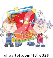 Poster, Art Print Of Cartoon School Children With A Math Book Clipart