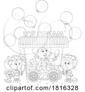 Cartoon Ice Crem Vendor And Children Clipart