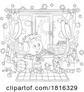 Poster, Art Print Of Cartoon Boy And Puppy Playing Inside Clipart