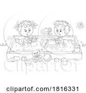 Poster, Art Print Of Cartoon Children Playing In A Sand Box Clipart