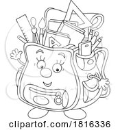 Poster, Art Print Of Cartoon Book Bag Mascot With School Supplies Clipart