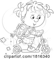 Poster, Art Print Of Cartoon Girl Riding A Scooter To School Clipart