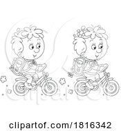 Poster, Art Print Of Cartoon Children Riding Bikes To School Clipart