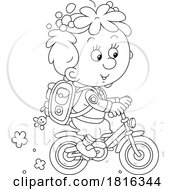 Poster, Art Print Of Cartoon Boy Riding A Bike To School Clipart