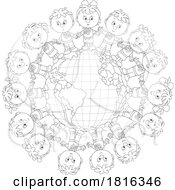 Poster, Art Print Of Cartoon Children Holding Around A Globe Clipart