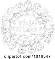 Poster, Art Print Of Cartoon Children Holding Around Hello School Text Clipart