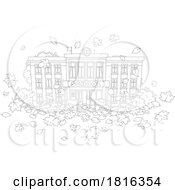 Cartoon School Building In Autumn Clipart