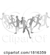 Poster, Art Print Of Silhouette Runners Running Sports Silhouettes Set