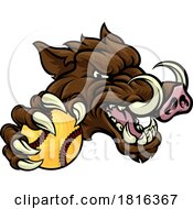 Poster, Art Print Of Boar Wild Hog Razorback Warthog Softball Mascot