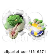 Poster, Art Print Of Alligator Crocodile Dinosaur Volleyball Mascot