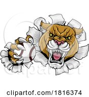 Poster, Art Print Of Cougar Panther Mountain Lion Puma Baseball Mascot