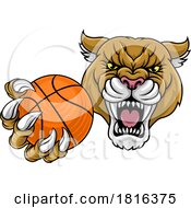 Poster, Art Print Of Cougar Panther Puma Cat Basketball Team Mascot