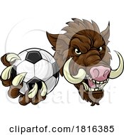 Poster, Art Print Of Boar Wild Hog Razorback Warthog Pig Soccer Mascot